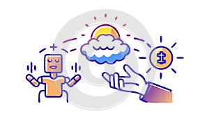 Futuristic Tech and Humanity. Advanced Robot Interaction, vector design Generative AI