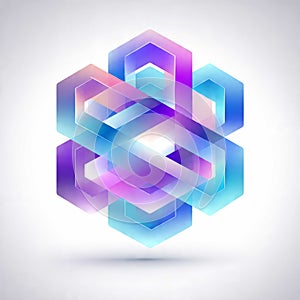 Futuristic Tech Logo with Interlocking Geometric Shapes