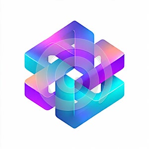 Futuristic Tech Logo with Interlocking Geometric Shapes