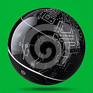 Futuristic Tech Orb with Digital Circuitry
