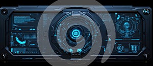 Futuristic Tech Panel Interface with Digital Elements for Sci-Fi HUD, UI Design, and Cyber Technology Concepts