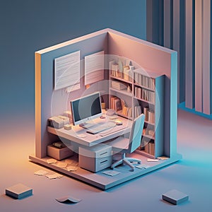 Futuristic Tech Workstation with Coding Screens and Servers