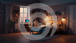 Futuristic Tech Workstation with Coding Screens and Servers