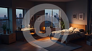 Futuristic Tech Workstation with Coding Screens and Servers