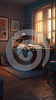 Futuristic Tech Workstation with Coding Screens and Servers