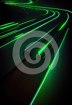 futuristic techno sci-fi background with glowing lines. Neon light effect, ai generation