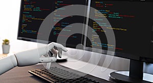 Futuristic technological advance of generative AI generating code. Trailblazing