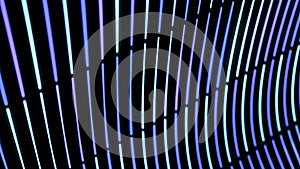 Futuristic technological concept, abstract wavy net of horizontal blue lines flowing on black background, seamless loop