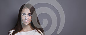 Futuristic and technological scanning of face for facial recognition