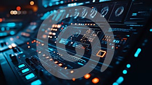 A cutting-edge and technologically advanced control panel or interface. Generative AI Illustration. photo