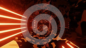 Futuristic technology abstract seamless VJ background. Sci-fi tunnel loop