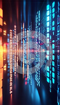 Futuristic Technology Background, Digital Data Flow, Virtual Reality, Cyberspace, Information Stream