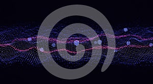 Futuristic technology background with digital wave and cubes for data visualization design