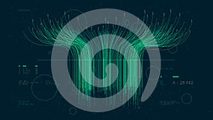 Futuristic technology big data sorting, information artificial neural network, vector illustration