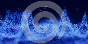 Futuristic technology binary digital wave with cloud data points. Cyberspace AI data flow concept. Abstract digital wave