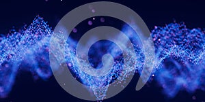 Futuristic technology binary digital wave with cloud data points. Cyberspace AI data flow concept. Abstract digital wave