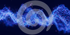 Futuristic technology binary digital wave with cloud data points. Cyberspace AI data flow concept. Abstract digital wave