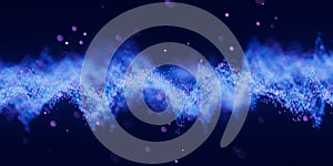 Futuristic technology binary digital wave with cloud data points. Cyberspace AI data flow concept. Abstract digital wave