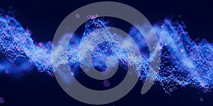 Futuristic technology binary digital wave with cloud data points. Cyberspace AI data flow concept. Abstract digital wave