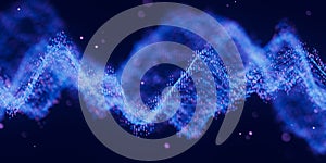 Futuristic technology binary digital wave with cloud data points. Cyberspace AI data flow concept. Abstract digital wave