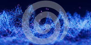 Futuristic technology binary digital wave with cloud data points. Cyberspace AI data flow concept. Abstract digital wave