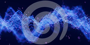 Futuristic technology binary digital wave with cloud data points. Cyberspace AI data flow concept. Abstract digital wave