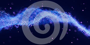 Futuristic technology binary digital wave with cloud data points. Cyberspace AI data flow concept. Abstract digital wave