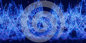 Futuristic technology binary digital wave with cloud data points. Cyberspace AI data flow concept. Abstract digital wave