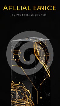 Futuristic Technology Block with Glowing Circuits