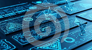 Futuristic Technology Circuit Background with Abstract Shapes