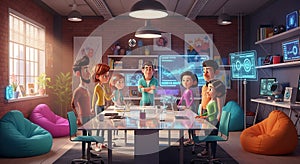 AI-Generated Cartoon Office Meeting