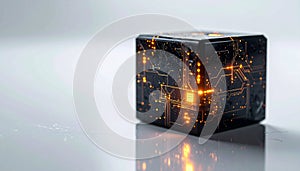 Futuristic Technology Cube with Glowing Core