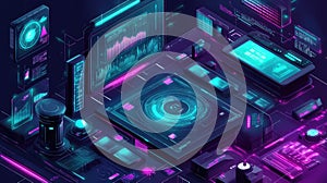 Futuristic technology dashboard ui displaying abstract data