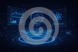 Futuristic technology data analysis interface hologram