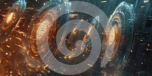 Futuristic Technology Design with Bright Circular Elements