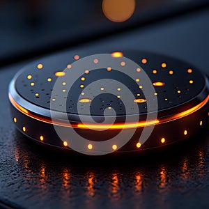 Futuristic Technology Device with Glowing Orange Lights 3D Render