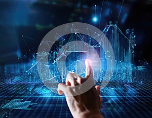 Technology and digital data visualization combined with growth graphs for analysis. Generated with AI