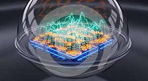 Futuristic Technology Display - Quantum Computing and Data Visualization