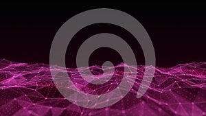 Futuristic technology double wave. Digital cyberspace. Abstract wave with moving particles on background. Big data analytics. 3d