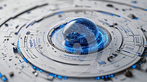 Futuristic Technology Globe Hologram on a Circuit Board Interface