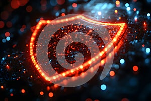 Futuristic Technology with Glowing Digital Shield for Cybersecurity and Data Protection Generative AI