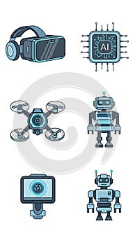 Futuristic Technology Icons Set