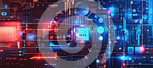 Futuristic Technology Interface with Circuitry and Digital Patterns for Innovation and Tech Projects