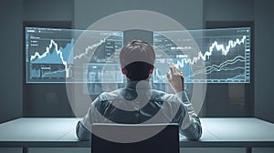 Futuristic technology interface with data analytics and artificial intelligence