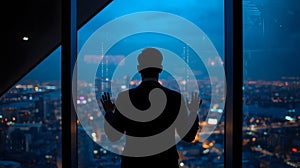 Futuristic technology interface with data analytics and artificial intelligence