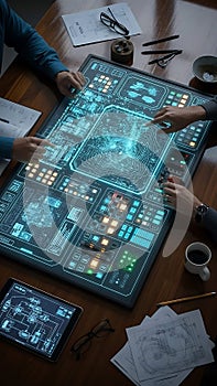Futuristic Technology Interface with Digital Data Display
