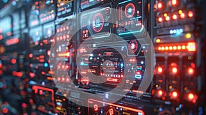 Futuristic Technology Interface, A Digital Wall of Data and Control