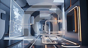 Futuristic Technology Interior Modern Data Center Concept