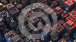 Futuristic technology microworld 3D render illustration