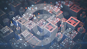 Futuristic technology microworld 3D rendering illustration